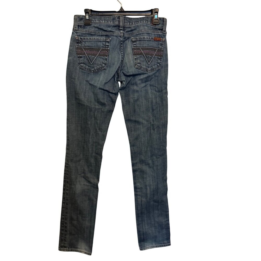 7 For All Mankind Womens Skinny Jeans Size 26 Blue Distressed Denim Cotton Blend